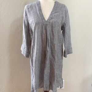 Garnet Hill Relaxed Linen Lightweight Beach Dress M gray